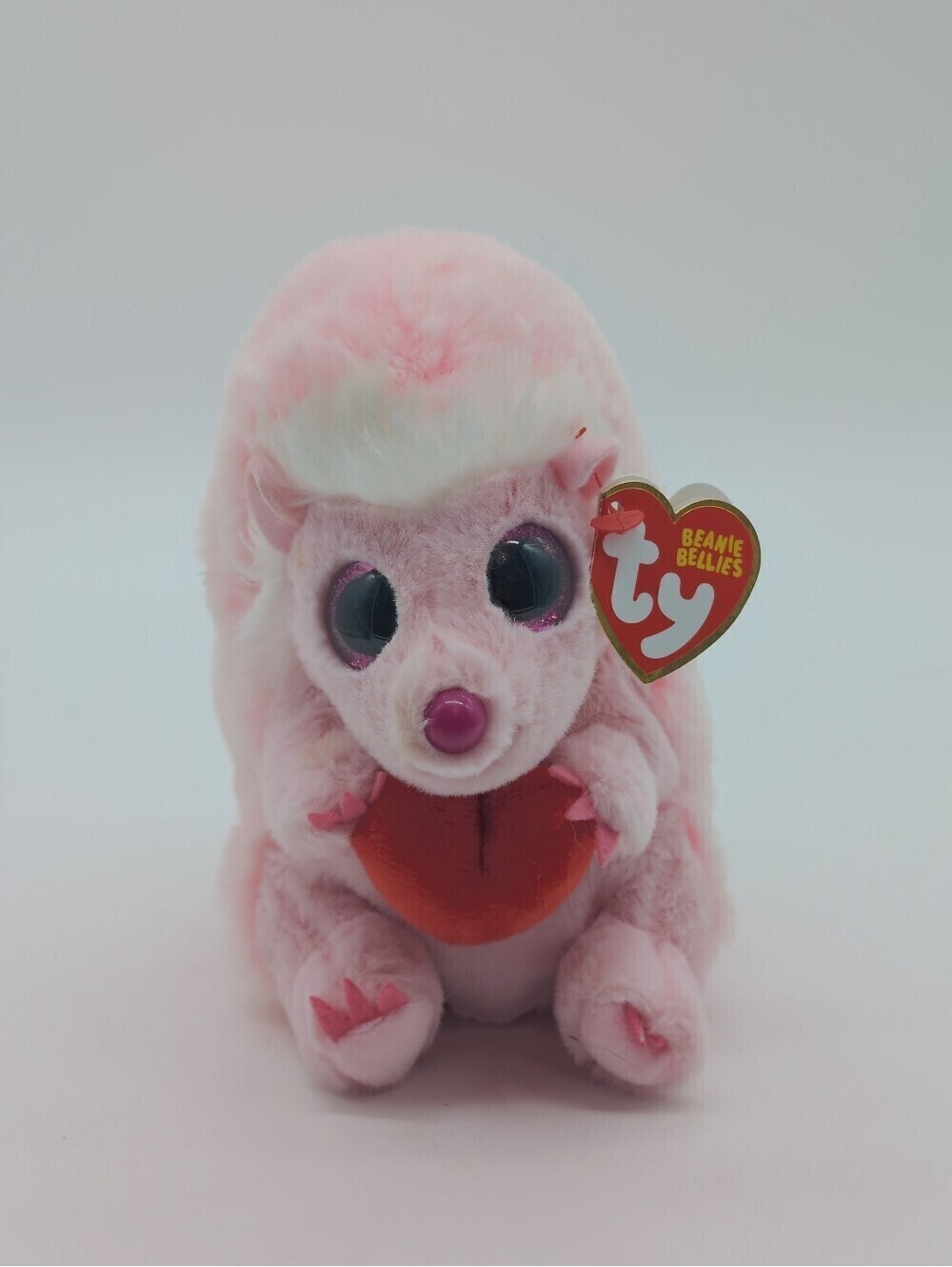 Ty Beanie Bellies Pink Plush Cheesecake the Hedgehog - Soft Valentine Heart Toy